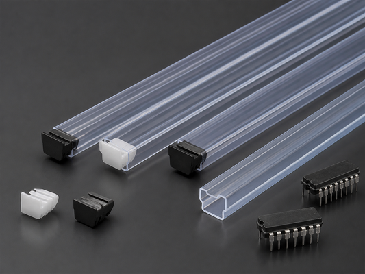 Tubo di stoccaggio IC in PVC trasparente antistatico con tappi protettivi
