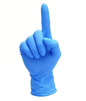 Esame su misura senza lattice di qualità industriale Guanti monouso azzurri/arancione senza polvere al 100% di nitrile