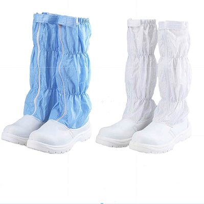 Stivali per camera bianca in PU Leather 5mm Antistatico Tessuto Bianco Blu Traspiranti Riutilizzabili