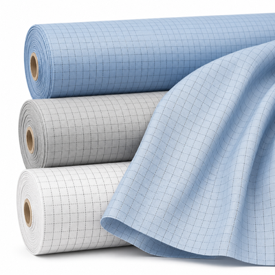 Tessuto per spazi puliti ESD Twill 110g/m2 10E5-10E9 Ohm per indumenti da lavoro antistatici
